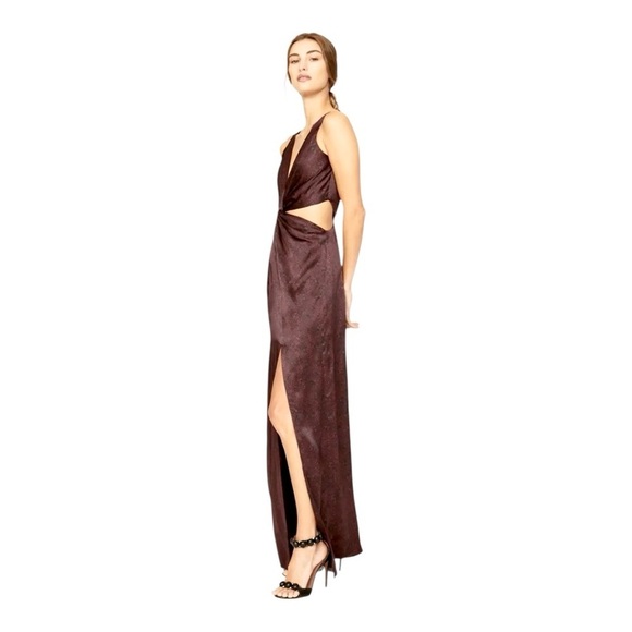 Nicholas Silvina Wrap Gown Maxi Dress Side Cutout in Silk Snakeskin Print Size 4 - Picture 2 of 11